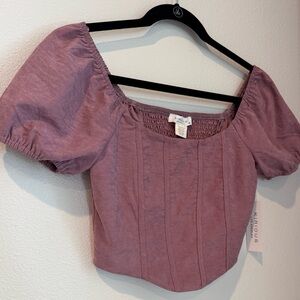 Kirious Los Angeles NWT Women's Lilac Purple Puff Sleeve Corset Top